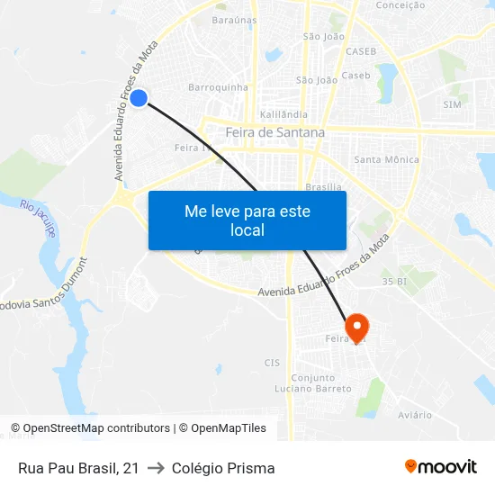 Rua Pau Brasil, 21 to Colégio Prisma map