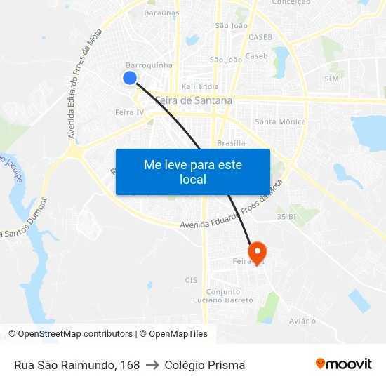 Rua São Raimundo, 168 to Colégio Prisma map