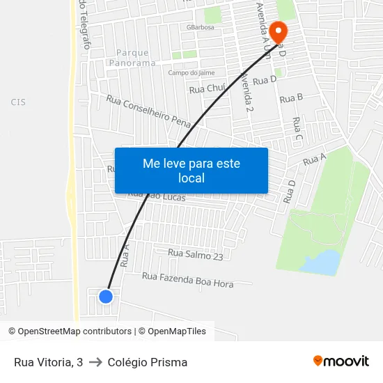 Rua Vitoria, 3 to Colégio Prisma map