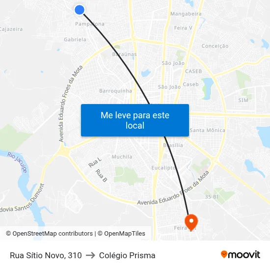 Rua Sítio Novo, 310 to Colégio Prisma map