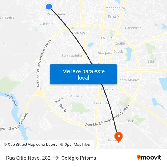 Rua Sítio Novo, 282 to Colégio Prisma map