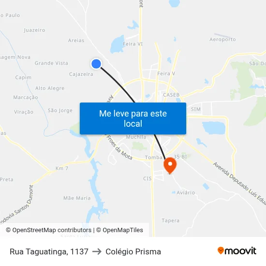 Rua Taguatinga, 1137 to Colégio Prisma map