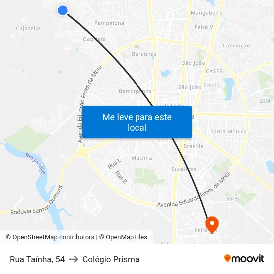 Rua Taínha, 54 to Colégio Prisma map