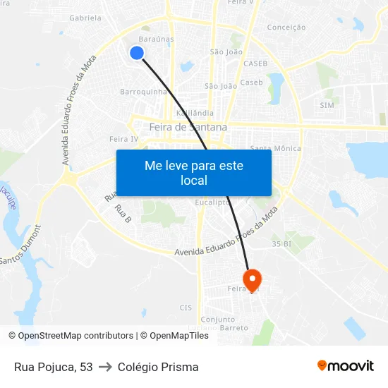 Rua Pojuca, 53 to Colégio Prisma map