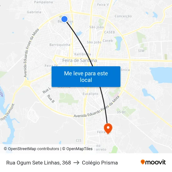 Rua Ogum Sete Linhas, 368 to Colégio Prisma map