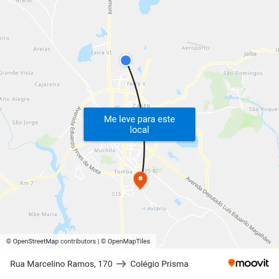 Rua Marcelino Ramos, 170 to Colégio Prisma map