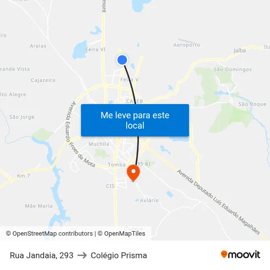 Rua Jandaia, 293 to Colégio Prisma map