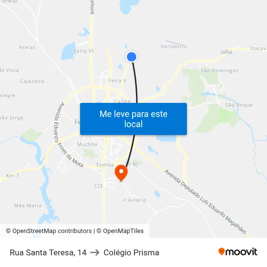Rua Santa Teresa, 14 to Colégio Prisma map