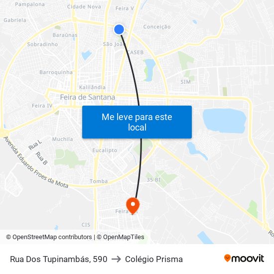 Rua Dos Tupinambás, 590 to Colégio Prisma map