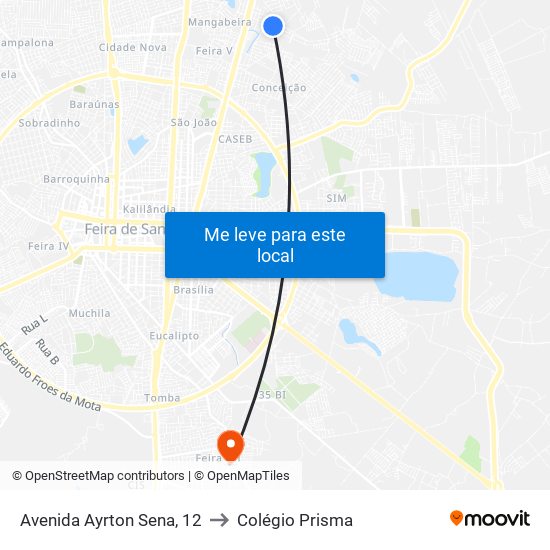 Avenida Ayrton Sena, 12 to Colégio Prisma map