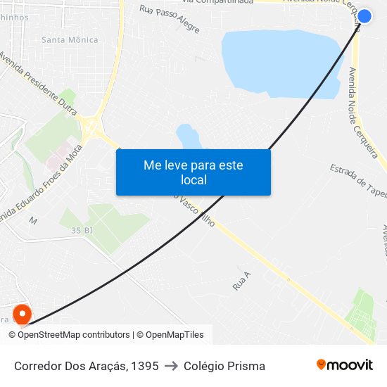 Corredor Dos Araçás, 1395 to Colégio Prisma map