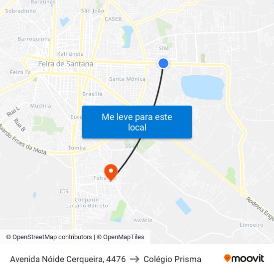 Avenida Nóide Cerqueira, 4476 to Colégio Prisma map