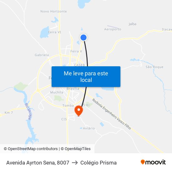 Avenida Ayrton Sena, 8007 to Colégio Prisma map