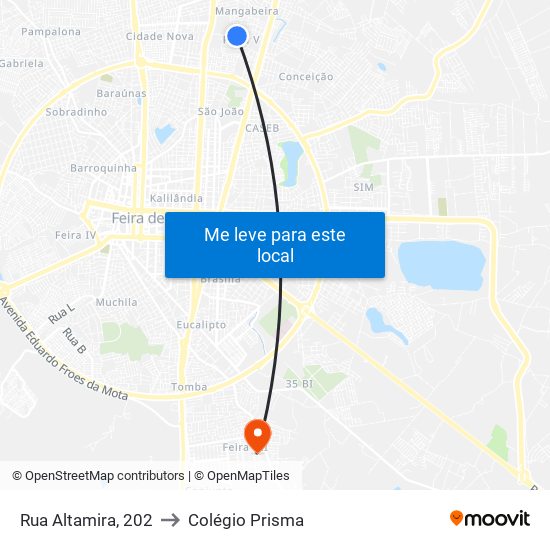 Rua Altamira, 202 to Colégio Prisma map