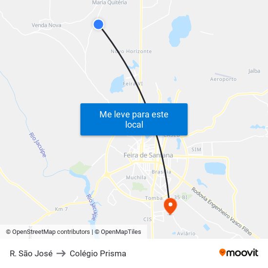 R. São José to Colégio Prisma map