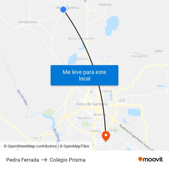 Pedra Ferrada to Colégio Prisma map