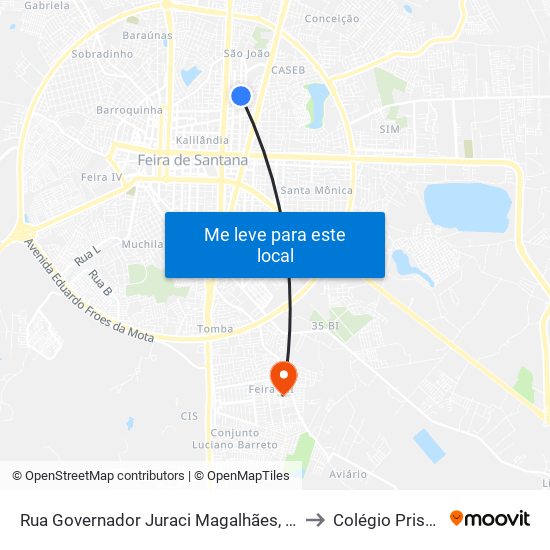 Rua Governador Juraci Magalhães, 451 to Colégio Prisma map