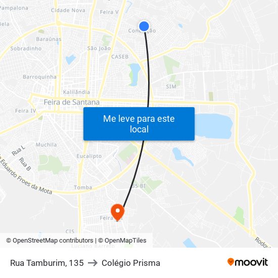 Rua Tamburim, 135 to Colégio Prisma map