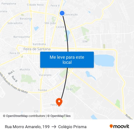 Rua Morro Amarelo, 199 to Colégio Prisma map