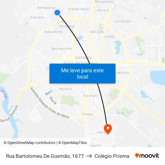 Rua Bartolomeu De Gusmão, 1677 to Colégio Prisma map
