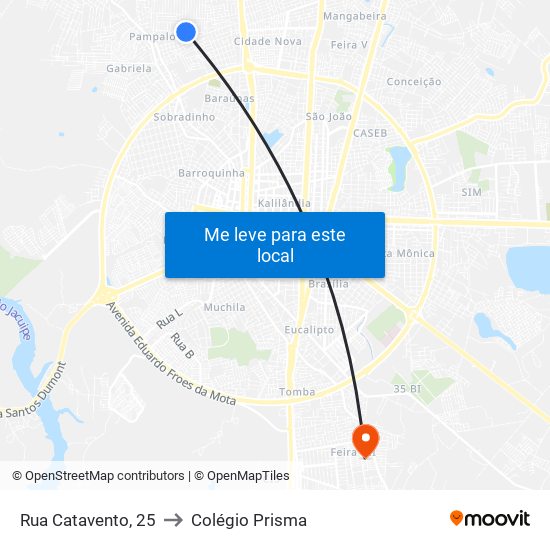 Rua Catavento, 25 to Colégio Prisma map