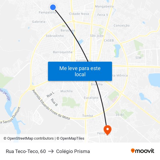 Rua Teco-Teco, 60 to Colégio Prisma map