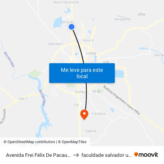 Avenida Frei Félix De Pacauba, 739 to faculdade salvador unifacs map