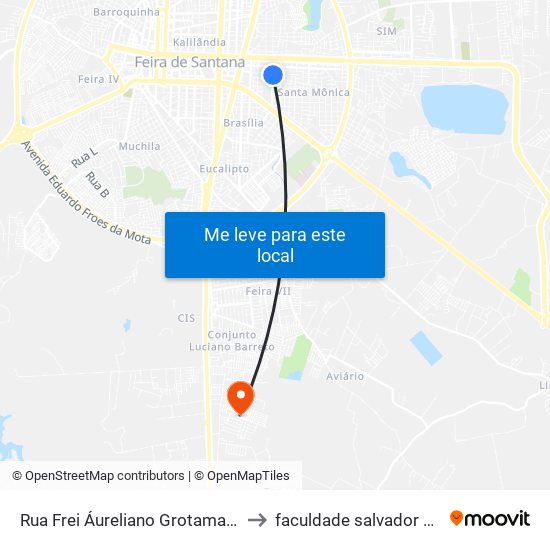 Rua Frei Áureliano Grotamares, 310 to faculdade salvador unifacs map