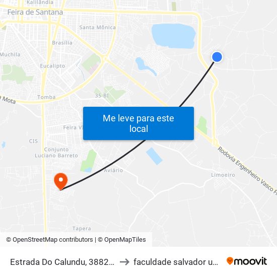 Estrada Do Calundu, 3882-4046 to faculdade salvador unifacs map