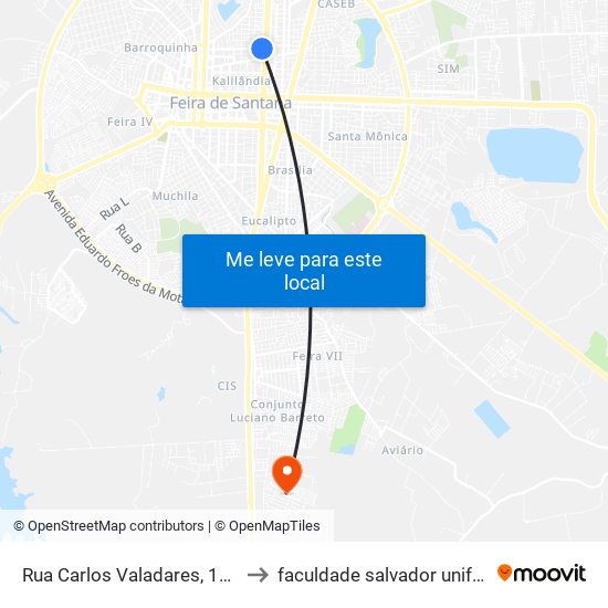 Rua Carlos Valadares, 1186 to faculdade salvador unifacs map
