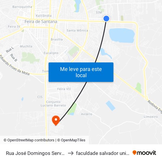 Rua José Domingos Servo, 85 to faculdade salvador unifacs map