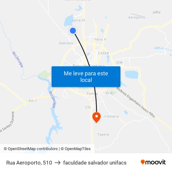 Rua Aeroporto, 510 to faculdade salvador unifacs map