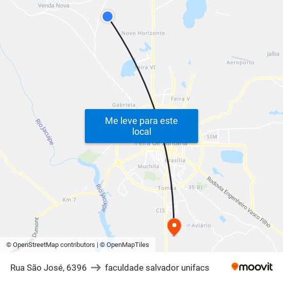 Rua São José, 6396 to faculdade salvador unifacs map