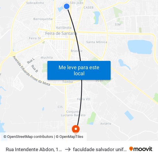 Rua Intendente Abdon, 1115 to faculdade salvador unifacs map