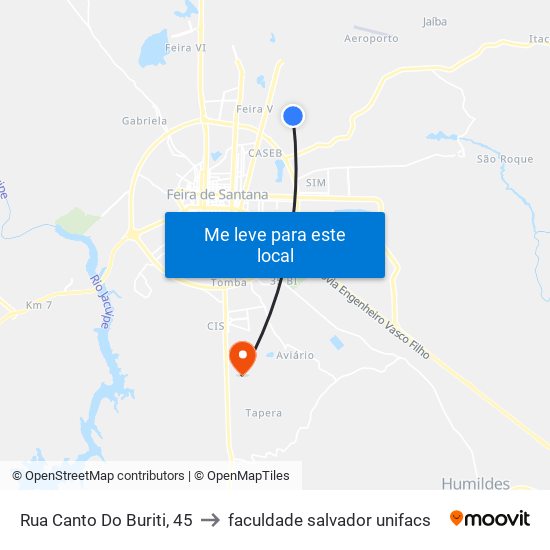 Rua Canto Do Buriti, 45 to faculdade salvador unifacs map