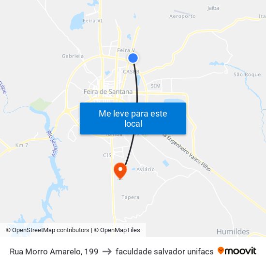 Rua Morro Amarelo, 199 to faculdade salvador unifacs map