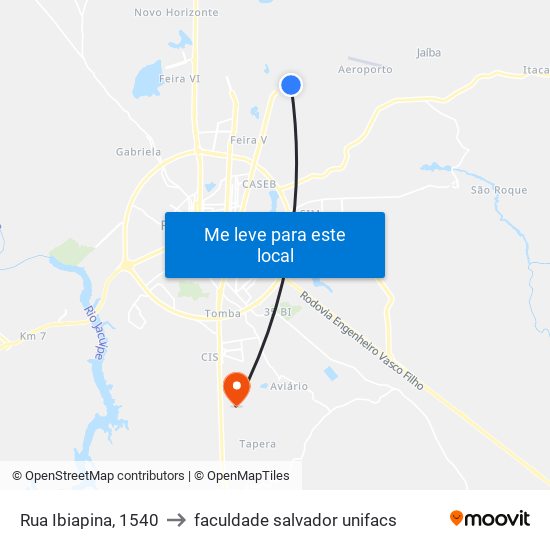 Rua Ibiapina, 1540 to faculdade salvador unifacs map