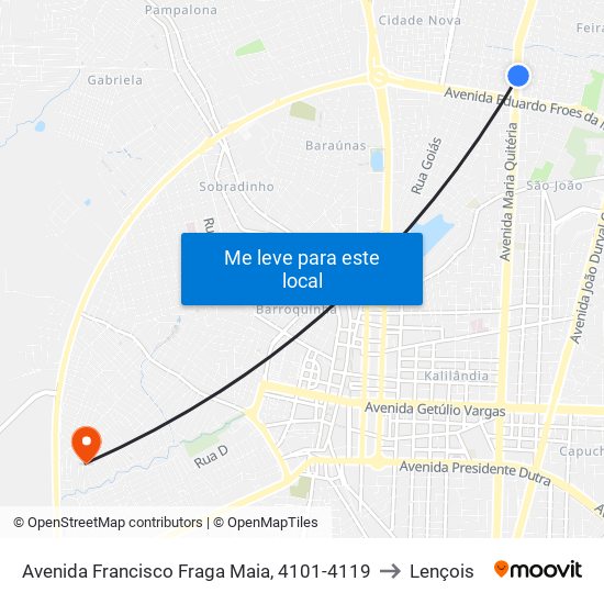 Avenida Francisco Fraga Maia, 4101-4119 to Lençois map