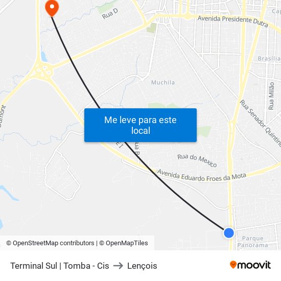 Terminal Sul | Tomba - Cis to Lençois map