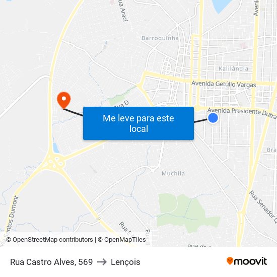 Rua Castro Alves, 569 to Lençois map