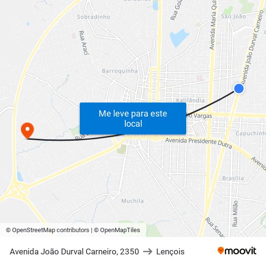 Avenida João Durval Carneiro, 2350 to Lençois map