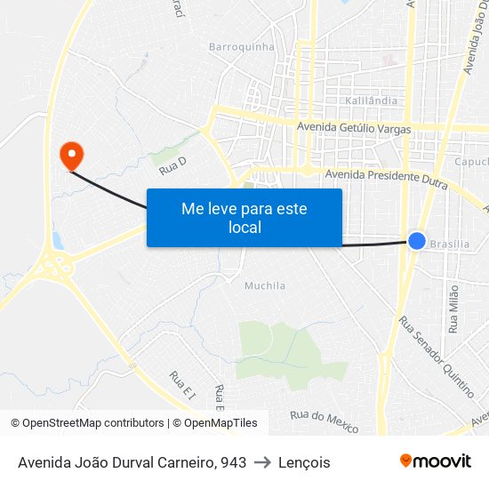 Avenida João Durval Carneiro, 943 to Lençois map