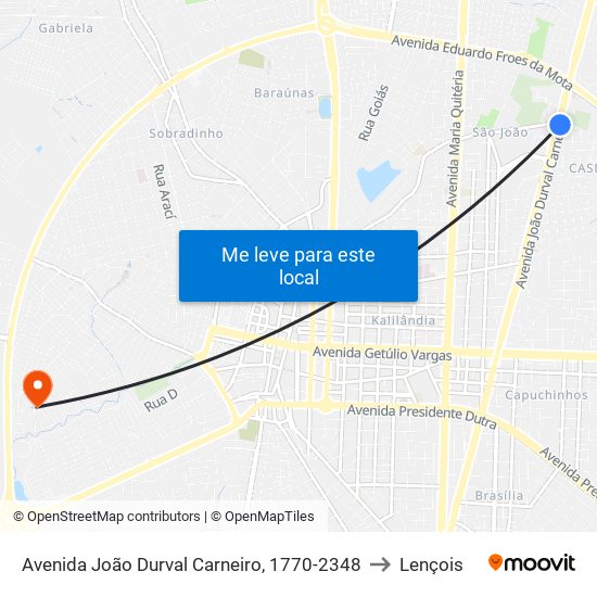 Avenida João Durval Carneiro, 1770-2348 to Lençois map