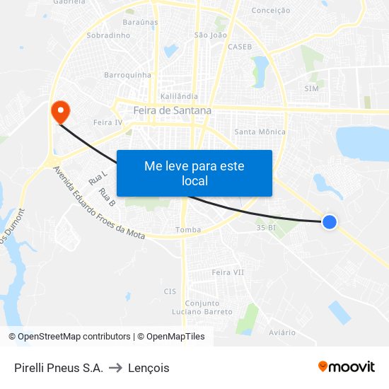 Pirelli Pneus S.A. to Lençois map