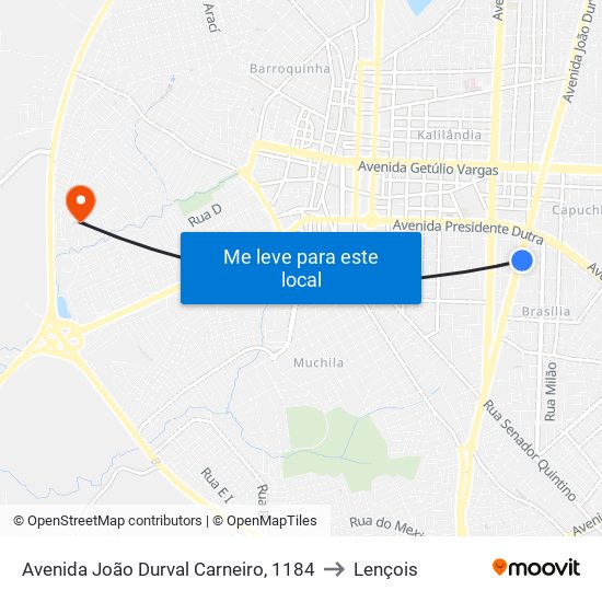 Avenida João Durval Carneiro, 1184 to Lençois map