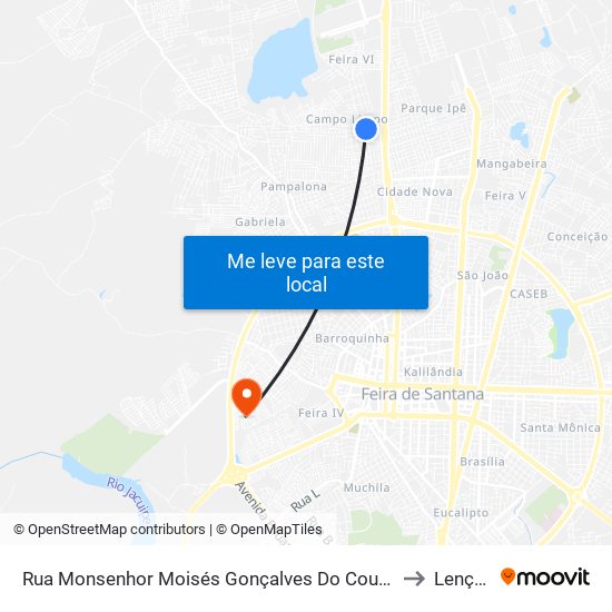 Rua Monsenhor Moisés Gonçalves Do Couto, 2511 to Lençois map