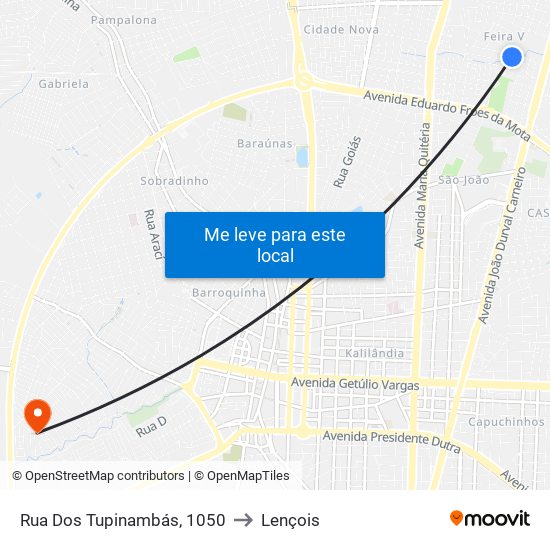 Rua Dos Tupinambás, 1050 to Lençois map