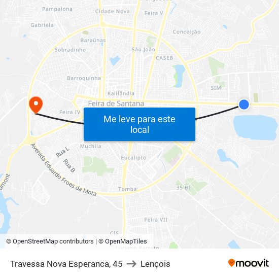 Travessa Nova Esperanca, 45 to Lençois map