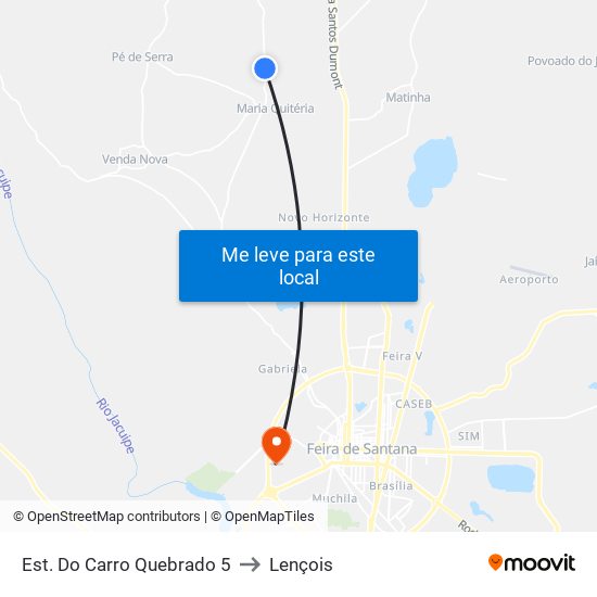 Est. Do Carro Quebrado 5 to Lençois map