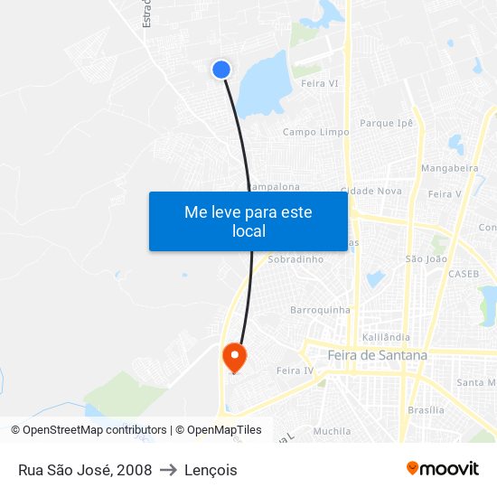 Rua São José, 2008 to Lençois map